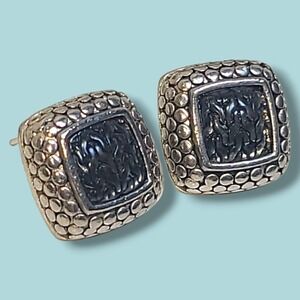 Chunky‎ Molded Glass Silver Tone Caviar Stud Earrings